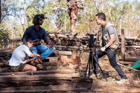 Cena preparatória das filmagens do filme Réquiem Para Dona Benta, obra baseada no Sítio do Picapau Amarelo, de Monteiro Lobato.