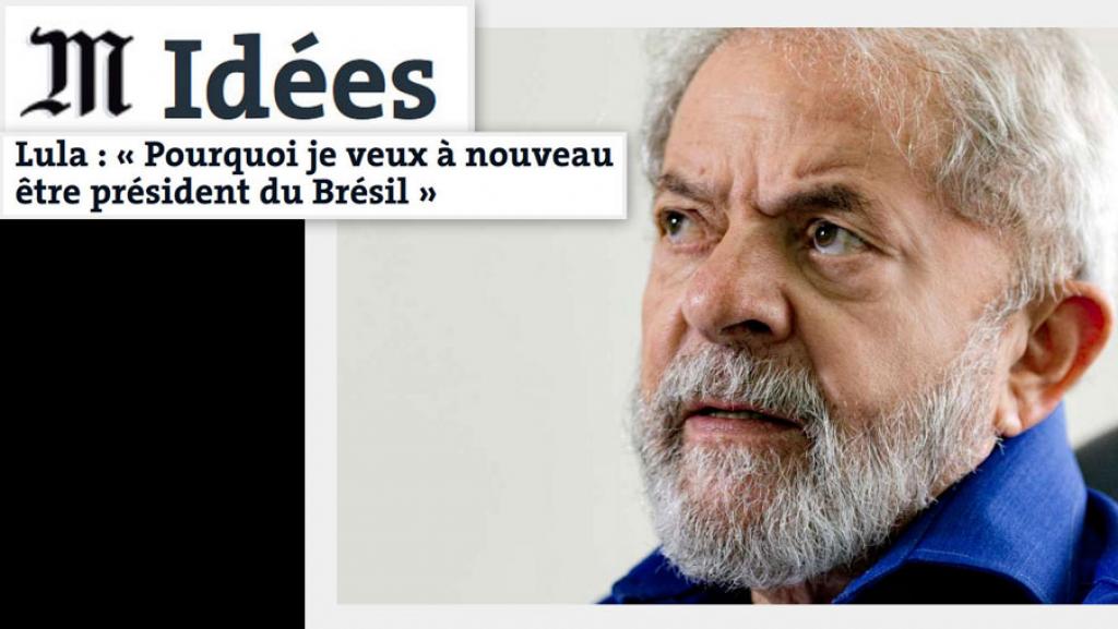 Lula: “Não estava nos meus planos voltar a me candidatar. Mas diante do desastre que se abate sobre povo brasileiro, minha candidatura é uma proposta de reencontro do Brasil com a inclusão social, diálogo democrático, soberania nacional e crescimento econômico”.