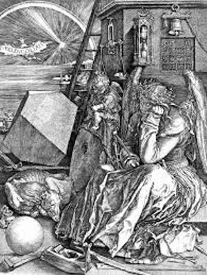 Melancholia 1, 1514 - Figura alada de Albrecht Dürer. A saída saudável é a de que nos falaram Espinoza e Montaigne: a busca do autoconhecimento, a reflexão, o estudo, a persistência...